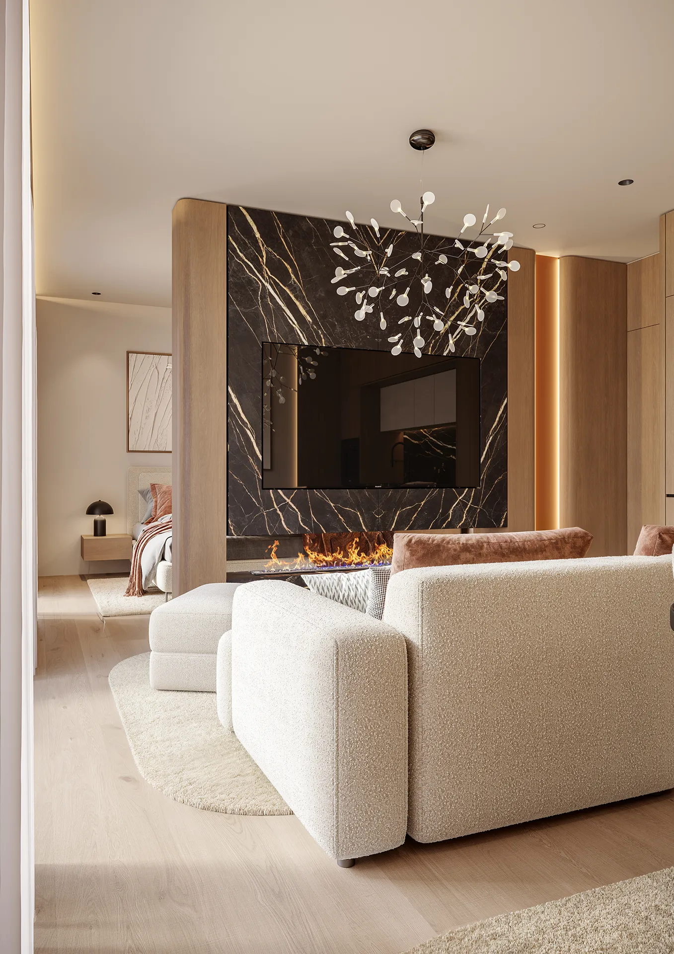 Luxurious apartment interior with panoramic views of the Krkonoše Mountains
