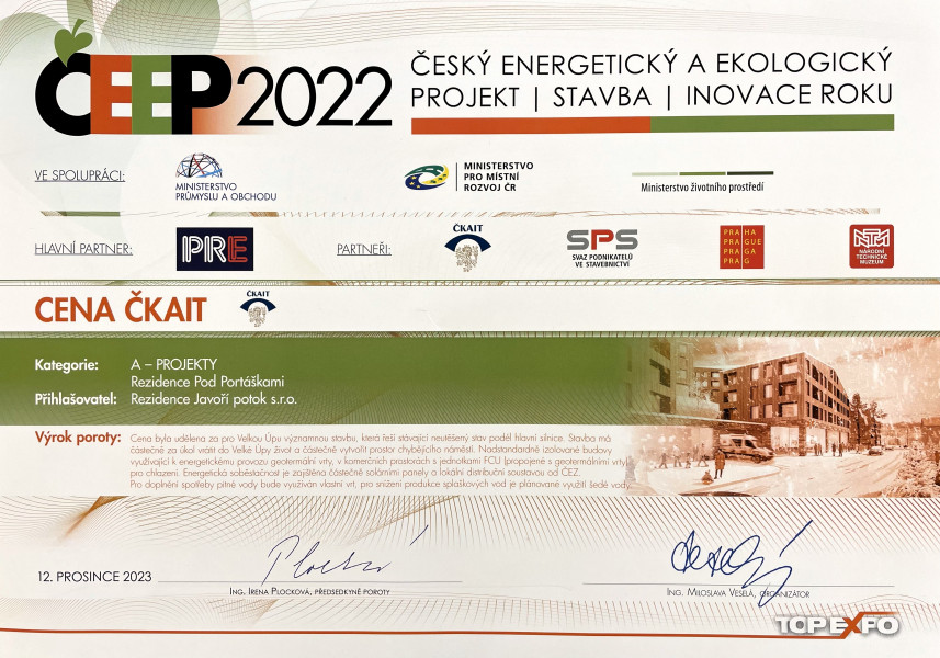The Rezidence Pod Portáškami project receives the ČKAIT award